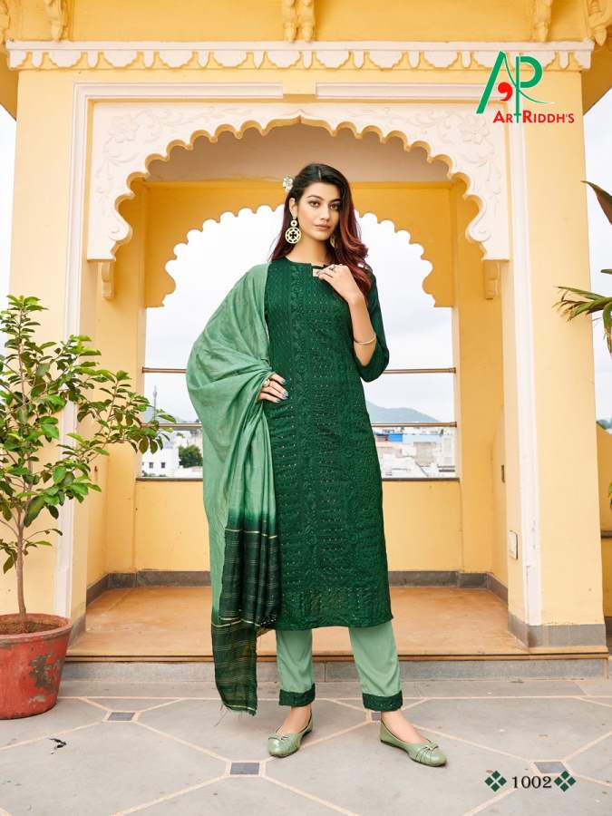 Art Riddhs Ferin Festive Wear Pure Masleen Ready Made Salwar Suit Collection